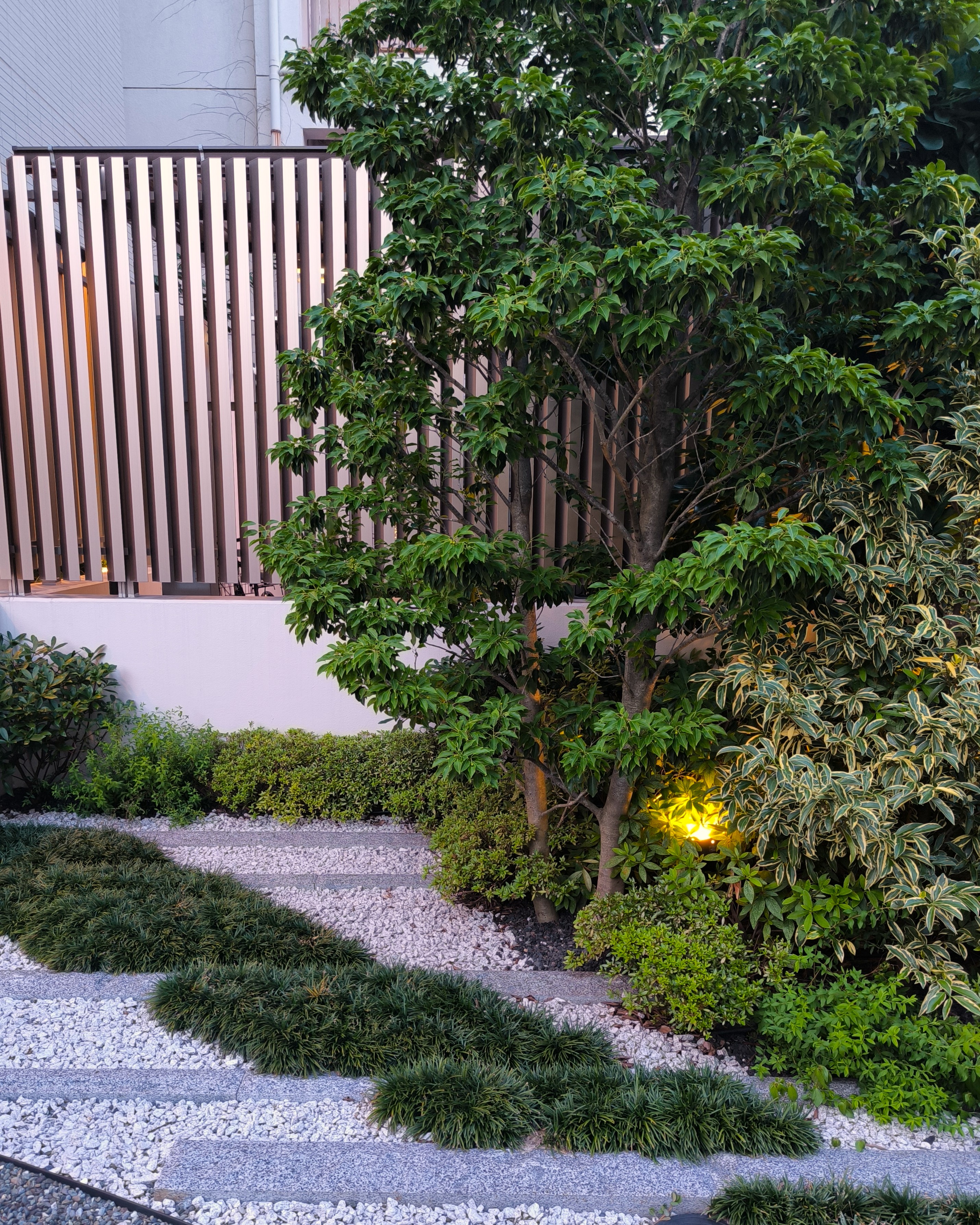 Massif paysager jardin japonais éclairage Toulouse — Urbanessence